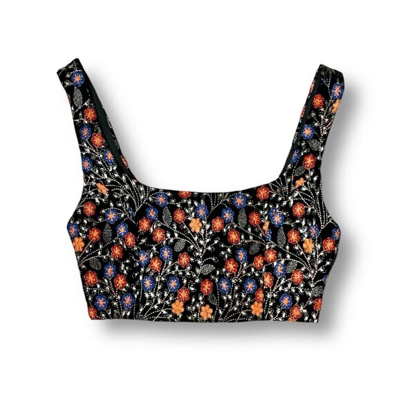 Anthropologie Endless Rose XS Black Velvet Floral Embroidered Top Whimsigoth NWT - Picture 9 of 11